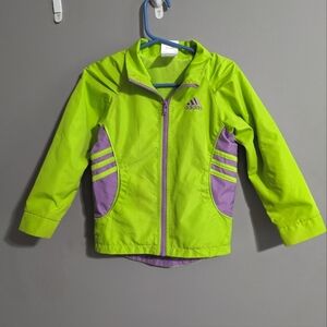 Adidas kids mesh lined windbreaker lime green purple size 3T